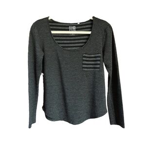Pacsun Striped Long Sleeve Top – Black & Gray, Size M